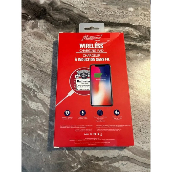 BUDWEISER rapid wireless charging pad Budweiser beer iPhone & Android 2020 - Picture 2 of 2